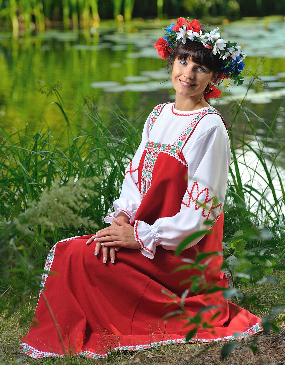 Beautiful girl Girls in Slavic costumes in Soyapango